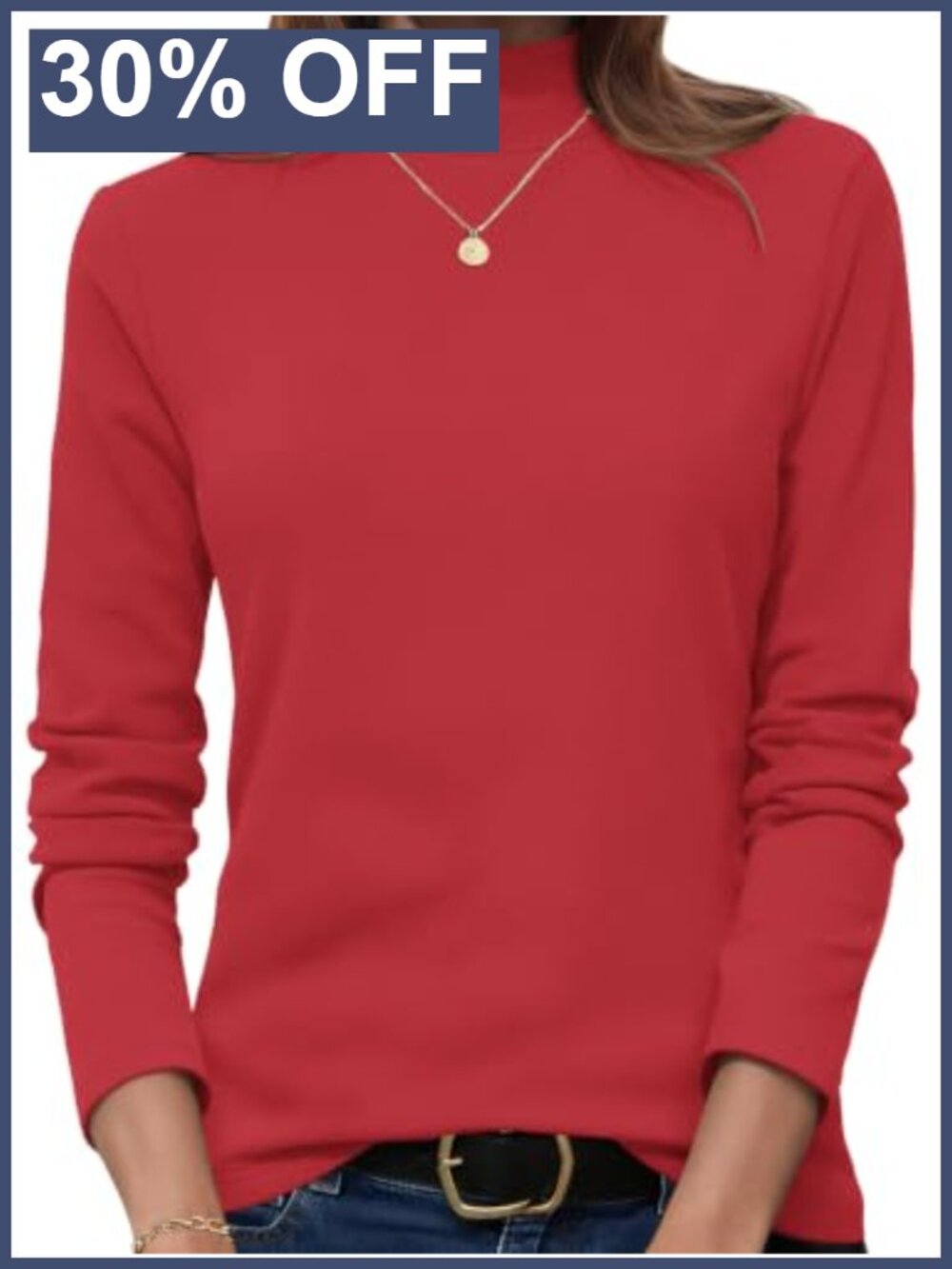 Mock Turtleneck Long Sleeve Top Polyester Spandex Women's Basic Layering Shirt